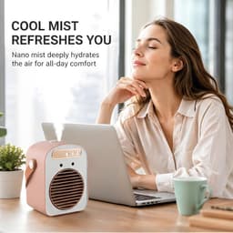 Geluidsarme Mobiele Airco en Luchtkoeler - Mini Airco Draagbare Ventilator met Waternevel - Tafelventilator voor Kantoor en Slaapkamer - 500ml & 1300mAh — thumbnail 3