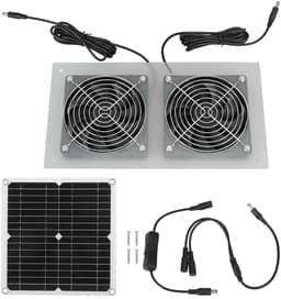 Zonnepaneel Ventilator Set - Dubbele Ventilatie - Ventilatie Buiten - Stille Waterdichte Motor - 33 x 33 x 5 cm — thumbnail 1