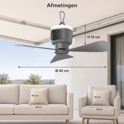 Lapamax Oplaadbare Hangventilator met Lamp - 12.000 mAh - 4 Snelheden - Afstandsbediening en Timer - Campingventilator voor Tent en Camper - Grijs - Ø 45 cm — thumbnail 5