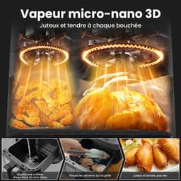 10L Heteluchtfriteuse met Dubbele Mand 6L+4L, Kijkvenster Airfryer, Micro-Stoomfunctie, 12 Programma’s, LED-Touchscreen, 50-230°C, 2600W, Olievrij, Zwart — thumbnail 2