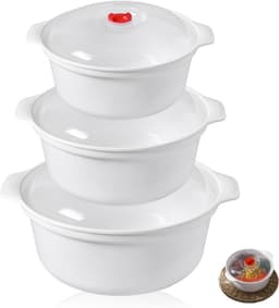 SnelShoppen - Magnetron Servies, Bewaarboxen met Deksel, Magnetron Borden met Deksel, 3 L Magnetron Kom, Opbergcontainers met Deksel, Geschikt als Bou — thumbnail 1