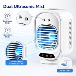 Mobiele Aircooler met Waternevel - Automatisch Oscillerende Mini Airco voor Slaapkamer - Stille Luchtkoeler met Timer & 3 Snelheden - Wit — thumbnail 4