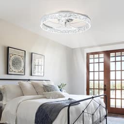Plafondventilator van 50 cm met verlichting en afstandsbediening - Fandelier platte plafondventilator - 3000K-6500K dimbare inbouw LED-ventilatorlamp - Witte moderne plafondventilator met verlichting voor de slaapkamer — thumbnail 3