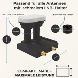 PremiumX Monoblock Twin LNB - 2 participants - 4K Full HD - with weather protection for satellite scale receiver - ShopVlot — thumbnail 3