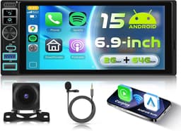 Autostereo 6.9 inch - Android 15 - Bluetooth en Wi-Fi - Eenvoudige app-installatie - ShopVlot — thumbnail 1