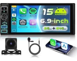 Autostereo 6.9 inch - Android 15 - Bluetooth en Wi-Fi - Eenvoudige app-installatie - ShopVlot