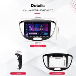 Boscer 2 Din Autoradio - Geschikt voor Hyundai i10 2008-2013 - Draadloos Apple CarPlay & Android Auto - Vernieuwd Bedieningspaneel - 9 Inch HD Touchscreen - Android 15 - 4+64GB - GPS - WiFi, Bluetooth & USB - Achteruitrijcamera & Microfoon — thumbnail 4
