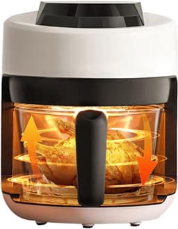Heteluchtfriteuse - Airfryer Mini - Snelle maaltijden bereiden - Visueel koken met glas - 2.5 Liter - Wit — thumbnail 1