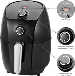 Hete Lucht Friteuse - Airfryer Frituurpan - Vetarm Eten - Instelbare Thermostaat - 1.5 Liter Capaciteit - Zwart — thumbnail 4