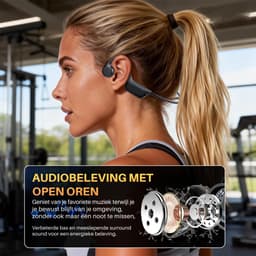 SNJY® Bone Conduction Headphone - Sporthoofdtelefoon Draadloos - Sport Oordopjes - Hardloop Oortjes - IPX7 Waterdicht - Zwart — thumbnail 5