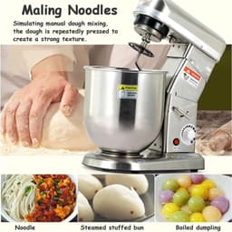 Deegmixer Keuken - Staande mixer - Bakken en Koken - Krachtige 500W Motor - 10 Liter Kom - Zilver — thumbnail 4