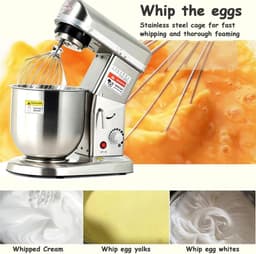 Deegmixer Keuken - Staande mixer - Bakken en Koken - Krachtige 500W Motor - 10 Liter Kom - Zilver — thumbnail 5