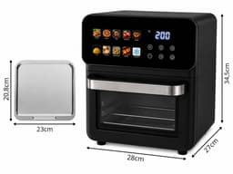 Airfryer XXL 16L 2400W – Heteluchtfriteuse met 10 Automatische Programma's, Touchscreen, Kijkvenster en Binnenverlichting – Olievrije Friteuse voor Bakken, Grillen, Braden en Frituren – Zwart –90177 — thumbnail 3