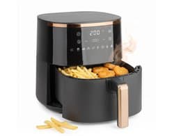 Cheqo® Airfryer - Hetelucht Friteuse - Heteluchtfriteuse - Friteuse zonder Olie - Luchtfriteuse met Digitaal Display en Touchscreen - 8 Automatische Programma's - Timer - Airfryer XL Zwart Goud - Frituurpan - Gezond Frituren voor het Hele Gezin