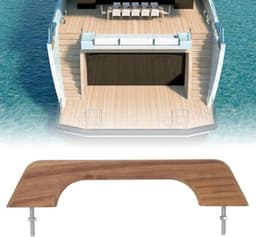 Teakhouten handvat voor boot, 12 inch weerbestendige leuning met 2 bouten, accessoires voor recreatievoertuigen, gemaakt van teakhout, uniek nerfpatroon, duurzaam, eenvoudige installatie, zacht en — thumbnail 5