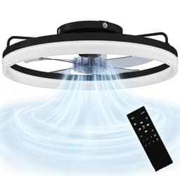 ECTEATOY® Plafondventilator met Verlichting - 40W LED - Stille DC Motor - Afstandsbediening - 6 Snelheden - Dimbaar - Zwart — thumbnail 1
