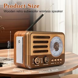 Retro-radio met Bluetooth – vintage transistor – kleine AM/FM/SW-radio – ondersteunt USB/TF/Aux-MP3-afspelen – oplaadbaar – voor thuis, kantoor, buiten.L — thumbnail 2
