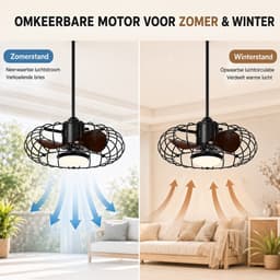 Rosnek Plafondventilator met Lamp voor Buiten - IP65 Waterdichte Ventilator ∅ 50 cm - stille DC-moto - Ventilatorlamp met 5M Stekker, App en Afstandsbediening - 6 Snelheden - Dimbare - Zwart - Voor Terras, Pergola, Gazebo en Balkon — thumbnail 4