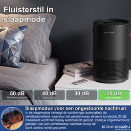 Erikssøn Luchtreiniger Air Pure Pro - 397 m3/u - Met Ionisator - Vermindert Stof En Pollen - Hepa 14 Filter - Air Purifier - Clean Air - Zwart — thumbnail 3
