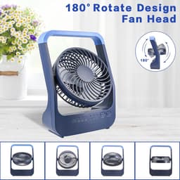 USB-bureauventilator met 20000 mAh-batterij, kleine tafelventilator, verstelbare kop met 3 snelheden, 180° draaibaar, voor thuis, op het bureau in de slaapkamer en op een buitentafel. — thumbnail 2