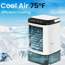 Luchtkoeler - Draagbare airconditioner - Persoonlijke koeler - Met 2 vernevelingsstanden en verlichting in 7 kleuren en 3 snelheden - 900 ml watertank - Met handvat - Voor thuis kamer of kantoor — thumbnail 5