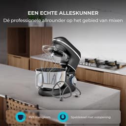 TYR® Deegmachine - 2000W - Kneedmachine - Mixer met Kneedhaak - Zwart - 38cm x 24cm x 32cm — thumbnail 4