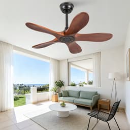 Plafondventilator 36 inch zonder verlichting - zes-snelheden omkeerbare ventilator - antidiefstalmodus - geheugenfunctie voor snelheid - vijf massief houten bladen - ideaal voor kleine appartementen, serres en patio's — thumbnail 4