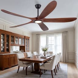 60 inch ultradunne plafondventilator met lamp, 5 massief houten bladen in donker walnoot - 3 kleurtemperaturen - dimbaar - 6 snelheidsstanden - stille luchtcirculatie - voor slaapkamer, eetkamer en woonkamer — thumbnail 4