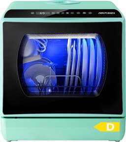 Mini Vaatwasser met Waterreservoir 5L – Tafelmodel Vaatwasser – 5 Wasprogramma’s – Automatische Droogfunctie – Touch LED Display – Vrijstaand – Zonder Vaste Wateraansluiting – 4 Couverts – Groen — thumbnail 1