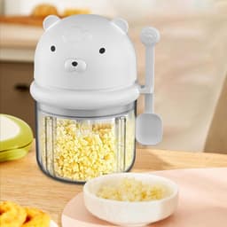 Elektrische Knoflookhakker - Mini Keukenmachine - Snel Ingrediënten Snijden - Krachtig Draadloos Ontwerp - 350 ml Inhoud - Wit — thumbnail 4
