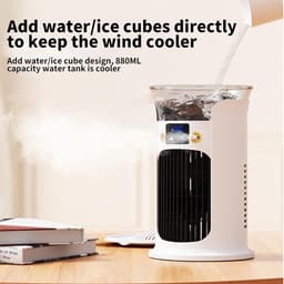 Mobiele airco Luchtkoeler - Luchtkoelerventilator - Verdampingskoeler-aircooler-luchtkoeler- Stille werking oscillatie - 3 snelheidsstanden - Watertank van 880 ml - Koelventilator voor slaapkamers, kantoren en woningen - 15,3 x 20,5 cm - Geel — thumbnail 5