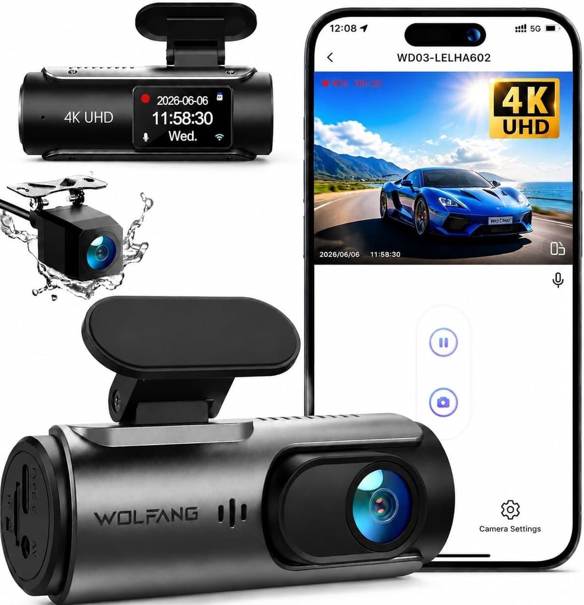 Dashcam - 4K - Ultra HD Nachtzicht - 170° Groothoek - Voor Auto — afbeelding 1