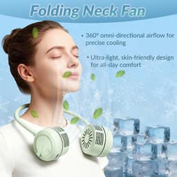 Nekventilator (knopmodel) - 64×64×48 mm - Slanglengte 42 cm - Flexibel en opvouwbaar - Handsfree ventilator zonder bladen - 3 windsnelheden - Stil en lichtgewicht - Geschikt voor reizen, sporten, kantoor en buitenactiviteiten - Milieuvriendelijk — thumbnail 3