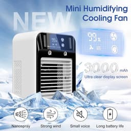 KZQ Draagbare Mini Verdampingsventilator met 2 Snelheden, Koele Nevelstand, Digitaal Display, Geschikt voor Auto, Slaapkamer, Kantoor en Kamperen — thumbnail 3