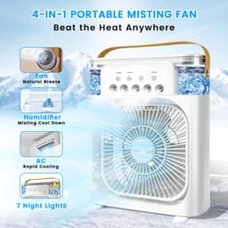 Kraftverdia Portable Aircooler - Airco Zonder Afvoerslang - Tafelventilator -Luchtkoeler 4-in-1 -3 windsnelheden met 600ml Watertank - Wit — thumbnail 3