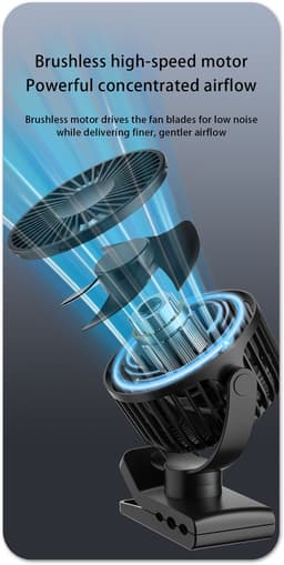 Air & Flow Mini Ventilator - Krachtige Draadloze Fan op Batterijen - USB-C Oplaadbare Ventilator - Draadloos & Oplaadbaar - voor Bureau, Auto, of naast je bed - Wit — thumbnail 2