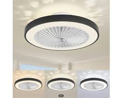 LuxiLamps | Plafondventilator | LED | Dimbaar | 3 Snelheden | 55 cm | Moderne Lamp | Plafondlamp | Ventilatorlamp | Zwart | Woonkamerlamp — afbeelding 1