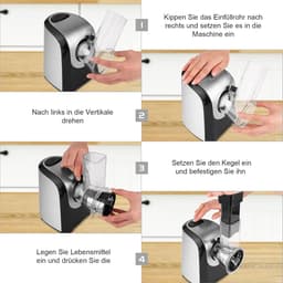 Elektrische Groentesnijder - Keukenrasp Hakmolen - Snel Groenten Snijden - Vijf Kegelmessen - 150 Watt - Zilver Zwart — thumbnail 4