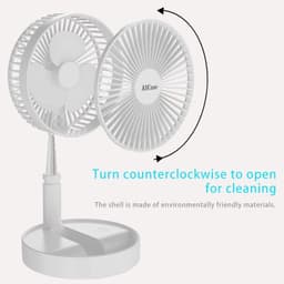 Opvouwbare Staande Ventilator Met Afstandsbediening – Draadloos – Oplaadbaar – In Hoogte Verstelbaar – 4 Snelheden – 7200 mAh – Wit — thumbnail 2