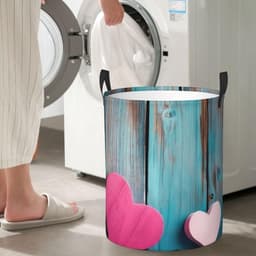 Wasmand met handvatten - Opbergmand Ronde mand - Kleding opbergen - Lichtgewicht ontwerp - 498 x 399 x 498 cm — thumbnail 4