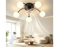 NETTLIFE Plafondventilator met Verlichting - Stil - G9 - Zwart - 6 Standen - Omkeerbaar - Met Afstandsbediening & Timer - Voor Woonkamer & Slaapkamer - Zonder Lampen — afbeelding 1