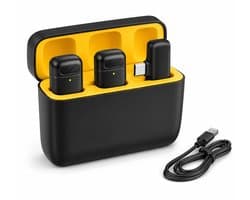 VANAVO® - Draadloze Microfoon - 2 Stuks - Dasspeld Microfoon - USB-C en Lightning - Geschikt voor Jack 3.5mm - Lavalier Microfoon Draadloos - Microfoons - Plug & Play - Inclusief 2 extra windscreens