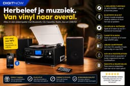 DIGITNOW Bluetooth Platenspeler met CD, Cassette, Radio & USB – Vinyl naar MP3 Converter — thumbnail 2