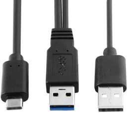 USB-C naar Dual USB Y-Kabel | Extra Stroom en Data voor Externe Harde Schijf en Laptop — thumbnail 3