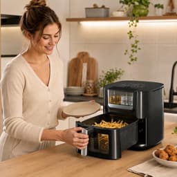 BUVARO Airfryer XL 7L – Automatische Olie- en Watersproeifunctie – 1800 W – 8 Programma’s – Kijkvenster – Zwart — thumbnail 2
