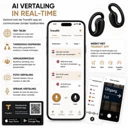 AirWave AI Translator Oordopjes - Open-Ear Bluetooth 5.4 Koptelefoon - Real-Time AI Vertaling via TransKit App - ENC Noise Cancelling - 80 Uur Batterij - USB-C – Zwart — thumbnail 3