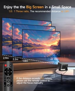 SnelShoppen - Mini-smart beamer 4K 1080P projector, draagbare wifi 6 bluetooth 5.4 autofocus, 12 W luidspreker, 180 graden draaibaar voor feest, campi — thumbnail 4