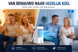 Mobiele airco zonder Slang & Afvoer- 3-in-1 - 4 Snelheden - Mini Ventilator - Draagbare Aircooler - LED Verlichting- Aircoventilatoren - Voor Slaapkamer & Woonkamer - Wit — thumbnail 2