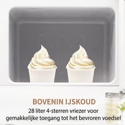 Mini koelkast-Retro koelkast-92 L-koel-vriescombinatie-41 cm breed 45dB-vrijstaande dubbeldeurs koelkast voor woonkamer — thumbnail 3