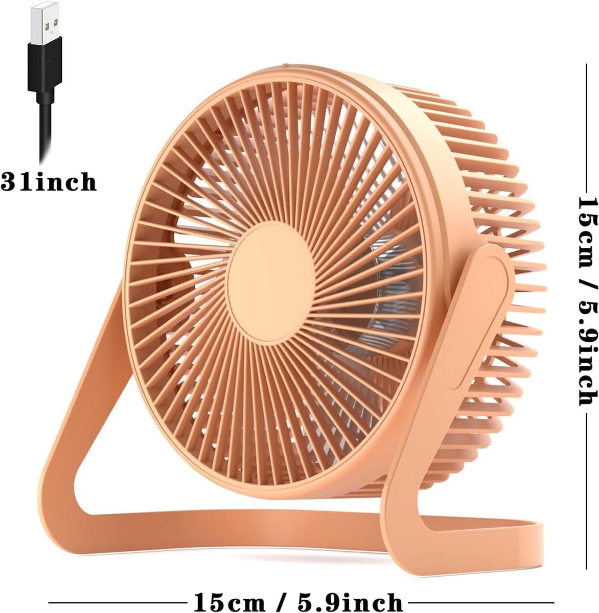 USB-aangedreven mini-ventilator - Stille bureauventilator - Twee snelheidsstanden, krachtige luchtstroom - 360° draaibaar - Geschikt voor kantoren en studeerkamers - Geel — afbeelding 1